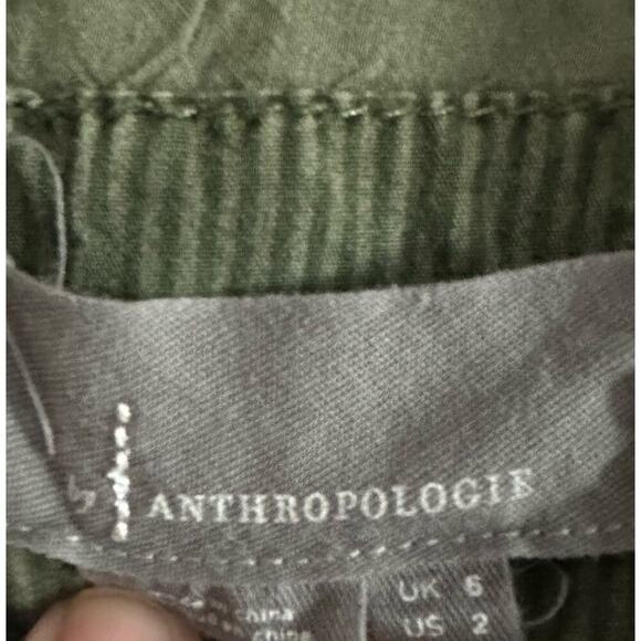 ANTHROPOLOGIE Sequin Sequined Cargo Button-Down Shirt Army Green - Sz 2 - Picture 3 of 5